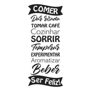 Adesivo Autocolante Foscauto Frase Cozinhar Ser Feliz 95x40cm Vinil