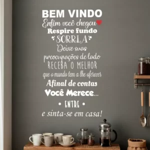 Adesivo Parede Decorativo Bem Vindo Motivação Hall Casa