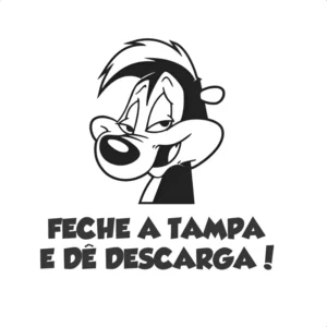 Adesivo Vaso Sanitário Gambá Feche A Tampa E Dê Descarga