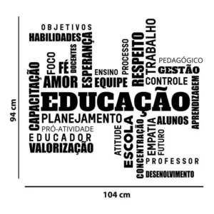 Adesivo Parede Kanto Preto Educação Palavras Motivação 94x104cm