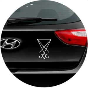 2 Adesivos Para Carro Moto Capacete Sigilo De Lucifer 12cm