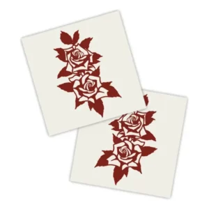 Adesivos P/ Carro 2 Unidaes Vermelho Rosas E Folhas