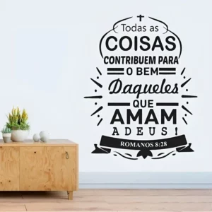 Adesivo Parede Versículo Bíblico Romanos 828 Preto 50x80cm