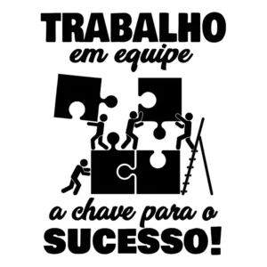 Adesivo Frase De Parede Trabalho Em Equipe Decorativo 95cm Cor Preto