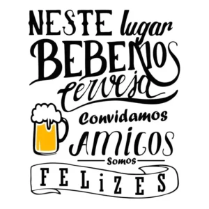 Adesivo P/ Parede Frase Cerveja Amigos Decoração De Ambiente Cor Preto Fosco E Amarelo