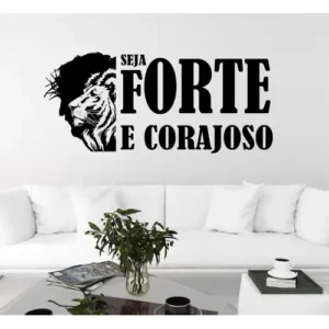 Adesivo De Parede Seja Forte E Corajoso Silhueta De Jesus