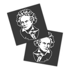 Adesivos P/ Carro 2 Unidaes Branco Beethoven Gênio