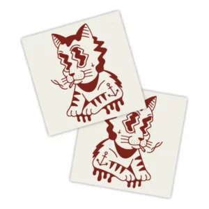 Adesivos P/ Carro 2 Unidaes Vermelho Gato Tatuado
