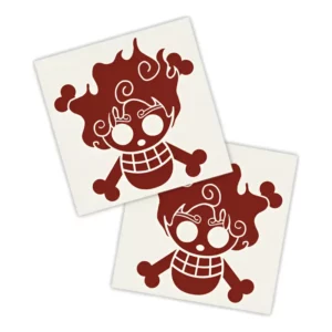 Adesivos P/ Carro 2 Unidaes Vermelho Luffy Chibi