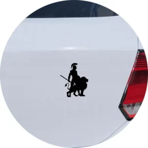 Adesivo Carro Moto Vidro Gladiador Romano C/ Leão