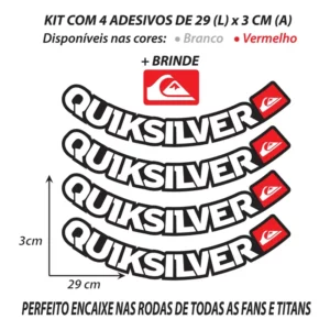 Adesivo Quiksilver Roda Moto - Kit Com 4 Adesivos