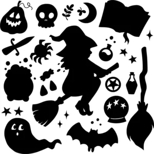 Kit Adesivo Halloween Bruxa Parede Vitrine Loja Festa 95cm