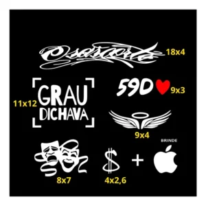 Kit 6 Adesivos Osascorte Grau 59d Asa Chora Cifrão Branco