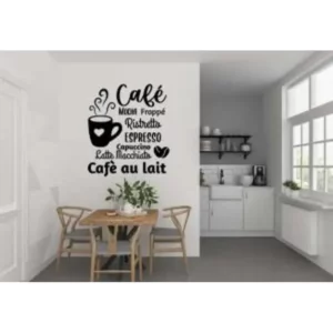 Adesivo de Parede Decorativo Frase Café Mocha em Vinil