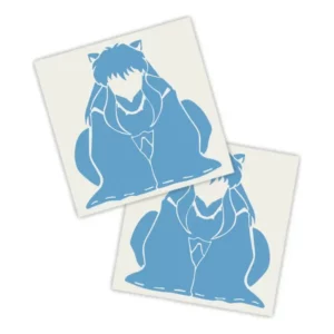 Adesivos P/ Carro 2 Unidaes Azul Inuyasha Sentado