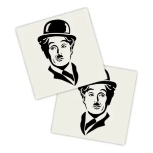 Kit 2 Lados Adesivo Carro Preto | Charlie Chaplin Ícone