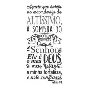 Adesivo Decorativo Religioso Salmo 91 Preto 120x55cm Para Parede e Vidro