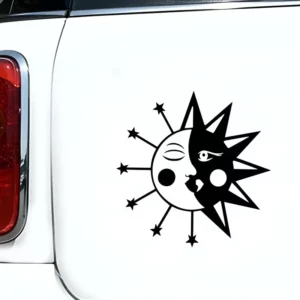 Conjunto De Adesivos P/ Carro - Face Sol E Lua Arte
