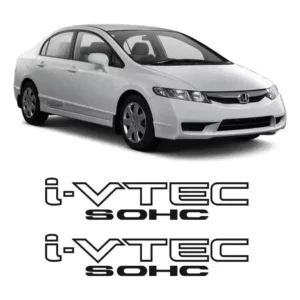 Par De Adesivos Laterais Honda Civic I-vtec Sohc Preto