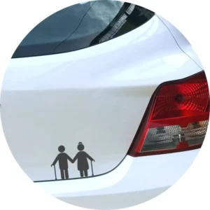 Adesivo Carro Moto Casal De Senhores Idosos Com Bengala