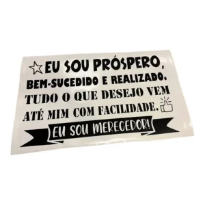 Adesivo Decorativo Foscauto Frase Motivação Merecedor Preto Fosco 58x37cm