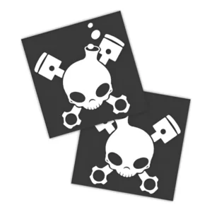 Adesivos P/ Carro 2 Unidaes Branco Caveira Pistão