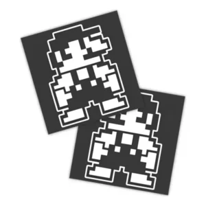 Adesivos P/ Carro 2 Unidaes Branco Game Pixel Art