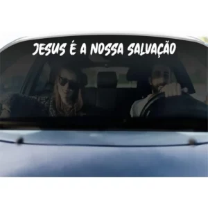 Adesivo para Carro Jesus É a Nossa Salvação em Vinil Preto de 80"