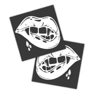 Adesivos P/ Carro 2 Unidaes Branco Lábios Vampiro