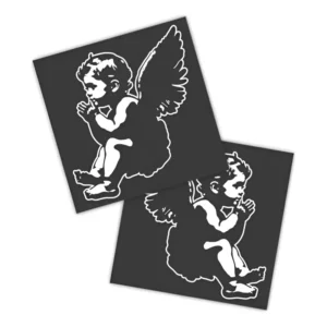 Adesivos P/ Carro 2 Unidaes Branco Anjo Querubim
