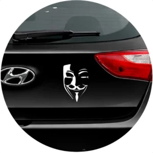 Kit 2 Adesivos Anonymous V De Vingança Para Carro Branco