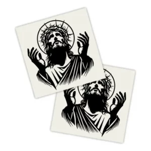 Kit 2 Lados Adesivo Carro Preto | Jesus, Fé E Esperança