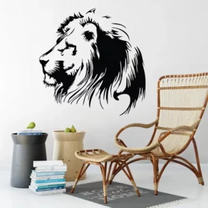 Adesivo Decorativo Face Do Leão Cor Preto