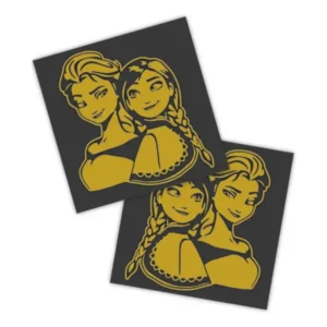 Adesivos P/ Carro 2 Unidaes Amarelo Elsa E Anna Unidos