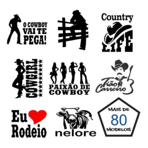 Adesivo Decorativo Country Cowboy Cowgirl Cavalo Gado Nelore