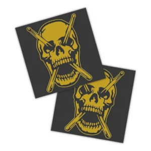 Adesivos P/ Carro 2 Unidaes Amarelo Caveira Baterista