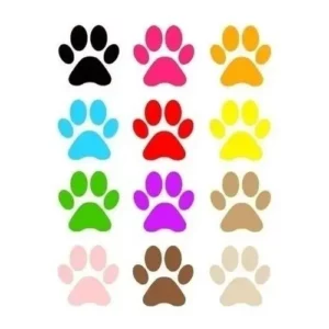 Adesivo 50 Patinhas Coloridas Carro Pet Cachorro Gato 4x3cm