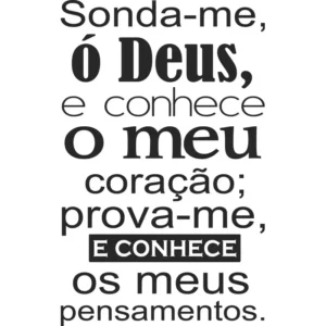 Adesivo de Parede Vinil Versículo Salmo 139:23 Preto Fosco 70x45cm