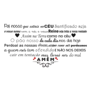Adesivo Decorativo de Parede Pai Nosso Vinil Preto 64x120cm