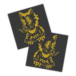 Adesivos P/ Carro 2 Unidaes Amarelo Gato Tatuado