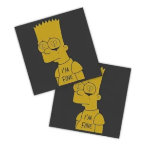 Adesivos P/ Carro 2 Unidaes Amarelo Bart Coração Partido