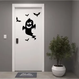 Adesivo Halloween Fantasma Morcego Parede Porta Vitrine Loja Cor Modelo 003