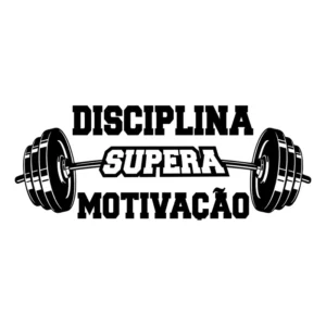 Adesivo De Parede Decorativo Frase Academia Disciplina 50cm Cor Preto Fosco Com Vermelho