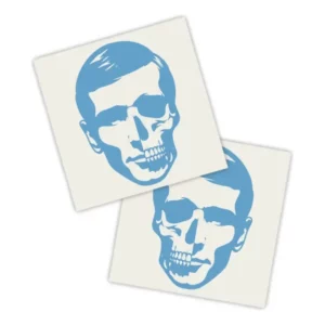 Adesivos P/ Carro 2 Unidaes Azul Rosto Crânio Duplo