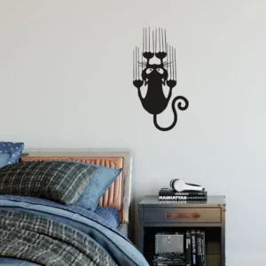 Adesivo de Parede Decorativo com Gato Arranhando para Sala