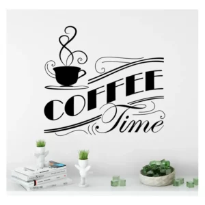 Adesivo Decorativo para Parede de Cozinha – Coffe Time Café em Preto