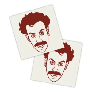 Adesivos P/ Carro 2 Unidaes Vermelho Borat Sagyiev Rosto