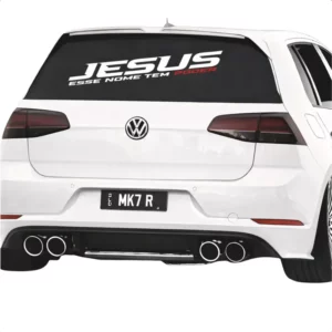 Adesivo Jesus Esse Nome Tem Poder Para-brisa Branco Vermelho