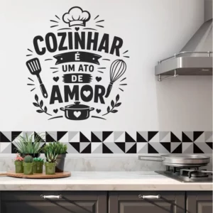 Adesivo De Parede Frase Cozinhar É Um Ato De Amor
