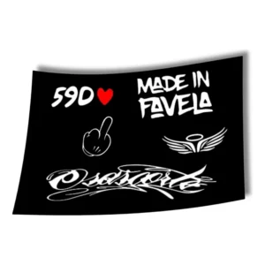 5 Adesivos 59d Osascorte Asa Dedo Made In Favela Decorativo